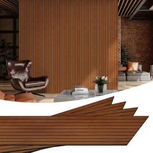 WADILE PVC Wood Grain Panels for Wall, 15.7 in X 8.5 ft Burlywood Soundproof Panels, 3D Wall Panels for Interior Decor, Cover 11.2 Sqft