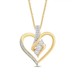 Amazon Essentials Womens 18K Yellow Gold over Sterling Silver Diamond Heart Pendant Necklace 14 cttw, 18 previously Amazon Collection
