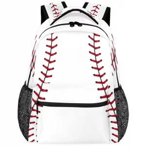 Baseball Ball Print Pattern Large Backpack Rucksack Book Bag Travel Hiking School Bag for Adult Boys Girls
