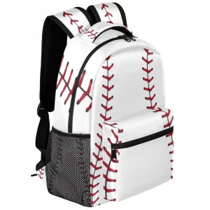 Baseball Ball Print Pattern Large Backpack Rucksack Book Bag Travel Hiking School Bag for Adult Boys Girls