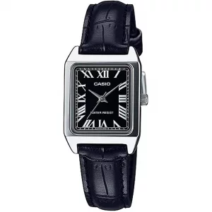 Casio LTP-V007L-1B Womens Rectangular Leather Strap Roman Black Dial Dress Watch