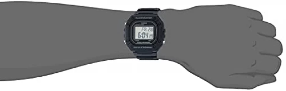 Casio W218H Series Watches for Men 50M WR Black 1100 Second Stopwatch 100 SEC Chronograph LED Backlight Countdown Timer Daily Alarm Hourly T