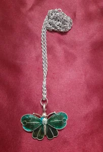 Galaxy Karmaa Blue Color Butterfly Pendant Necklace With Chain