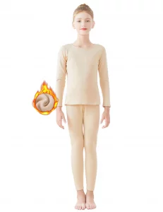 Dayrose Girls Thermal Underwear Set Crew Neck Fleece Lined Undergarments for BalletGymnastics