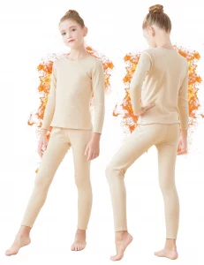 Dayrose Girls Thermal Underwear Set Crew Neck Fleece Lined Undergarments for BalletGymnastics