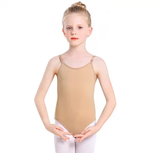 Monbessi Girls Nude Camisole Leotard Daily Seamless Undergarment Dancewear with Adjustable Straps for Ballet Dance Gymnastics KidsGirlsWomen