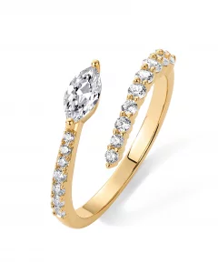 PAVOI 14K Yellow Gold Plated Cubic Zirconia Crossover Stackable Ring for Women Marquise CZ Open Twist Eternity Band Size 5