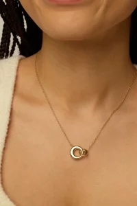 PAVOI 14K Yellow Gold Plated Dainty Interlock Pendant Necklace for Women Circle Link Pendant Necklaces