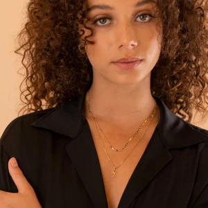 PAVOI 14K Yellow Gold Plated Lightning Cluster Pendant Necklaces for Women - Trendy Lightning Bolt Pendant Laying Chain Necklace