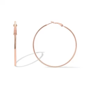 PAVOI 14K Gold Plated Sterling Silver Post Hoops - Large Hoops Earring - Lightweight Gold Earrings for Women Rose Gold,60mm