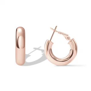 PAVOI 14K Gold Plated Sterling Silver Post Hoops - Lightweight Chunky Huggies - Thick Hoop Earrings for Women Rose Gold,20mm