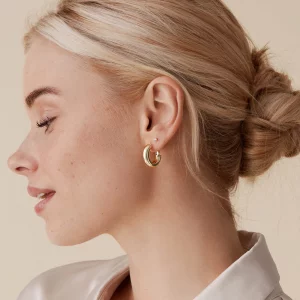 PAVOI 14K Gold Plated Sterling Silver Post Hoops - Lightweight Chunky Huggies - Thick Hoop Earrings for Women Rose Gold,20mm