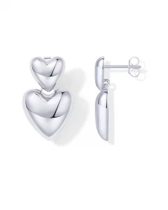 PAVOI Rhodium Plated Statement Chunky Heart Earrings for Women Lightweight Teardrop Love Valentine Dangle Earrings
