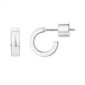 PAVOI 14K White Gold Plated Square Edge Mini Hoop Earrings for Women Lightweight 10MM Diameter Open Hoops
