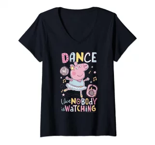 Peppa Pig Dance Like Nobody Is Watching Joyful V-Neck T-Shirt