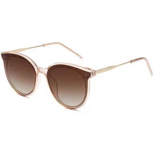 SOJOS Classic Trendy Round Sunglasses Womens Mens Oversized Large Shades UV400 Vacation Sunnies SJ2068, Clear BrownGradient Brown