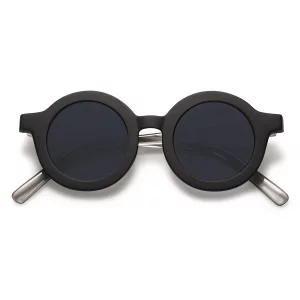 SOJOS Vintage Round Sunglasses, Matte Black, UV400 Protection, 38mm Lens, 10mm Nose Bridge, 128mm Temple Length, 125mm Frame Width, Unisex