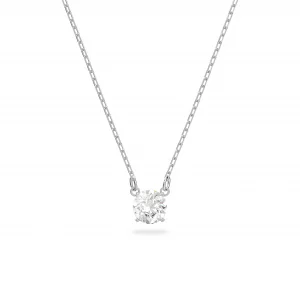 Swarovski Stilla Attract Necklace, Clear Round-Cut Crystal in a Rhodium-Finish Setting, Part of the Stilla Attract Collection