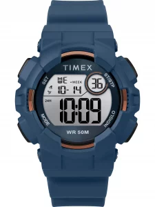 Timex Unisex TW5M23500 DGTL Mako Digital 44mm BlueGold-Tone Silicone Strap Watch