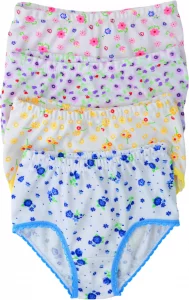 ToBeInStyle Girls Pack of 4 Cotton Ruffle Hem Panties - Floral - Size 6