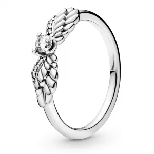 Pandora Jewelry Sparkling Angel Wing Cubic Zirconia Ring in Sterling Silver, Size 4.5