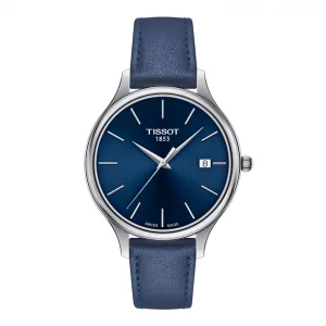 Tissot Womens Bella Ora 316L Stainless Steel case Quartz Watch, Blue, Leather, 16 T1032101604100