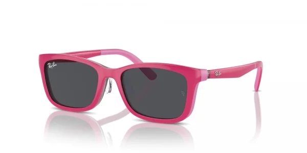 Ray-Ban RY1626DC Clip-on Sunglasses for Rectangular Prescription Eyewear Frames, Pink On RedDark Grey, 49 mm