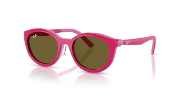 Ray-Ban RY1625DC Clip-on Sunglasses for Round Prescription Eyewear Frames, Pink On RedDark Brown, 47 mm