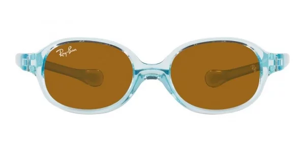 Ray-Ban Junior Kids RJ9187S Oval Sunglasses, Transparent Light BlueBrown, 41 mm