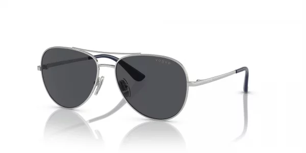 Vogue Eyewear VJ1001 Aviator Sunglasses, SilverDark Grey, 49 mm