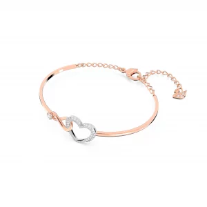 Swarovski Hyperbola Womens Bangle Bracelet with a Rose-Gold Tone Plated Bangle, Clear Crystals and Lobster Clasp