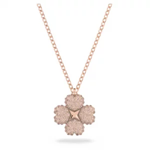 Swarovski Latisha pendant, Flower, Pink, Rose-gold tone plated