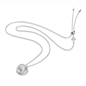 Swarovski Generation Pendant Necklace, Adustable, with White Pear-Cut Crystal on a Rhodium Finish Setting with Matching Chain, Part of The Generation