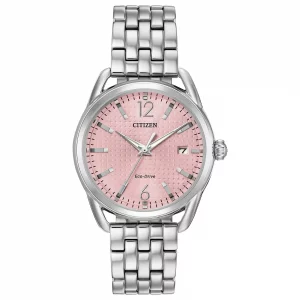Citizen Womens Eco-Drive Dress Classic Watch in Stainless Steel, Pink Dial, 36mm Model FE6080-71X
