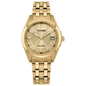 Citizen Ladies Eco-Drive Classic Peyten Watch in Gold-Tone Stainless Steel, Champagne Dial