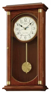 SEIKO Rectangular Wall Clock with Pendulum and Dual Chimes
