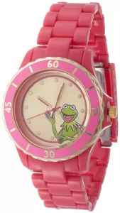 Muppets Womens MU2051 Kermit Gold Sunray Dial Fuschia Plastic Bracelet Watch