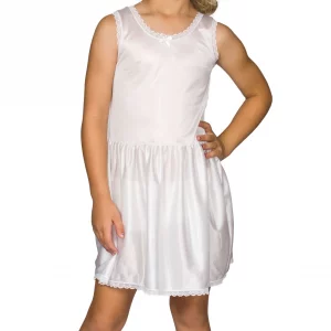 IC Collections Little Girls White Simple Nylon Slip 5