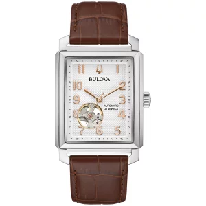 Bulova Mens Sutton Automatic Alligator-Grain Leather Strap Watch 33mm 96A268