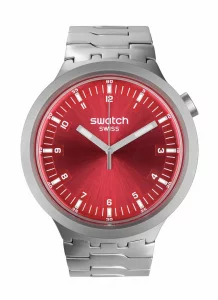 Swatch Unisex Dress Red Stainless Steel Quartz Big Bold Irony Forest Scarlet Shimmer