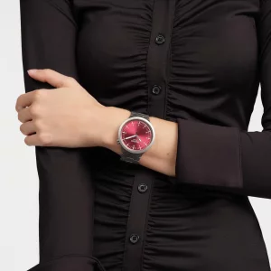 Swatch Unisex Dress Red Stainless Steel Quartz Big Bold Irony Forest Scarlet Shimmer