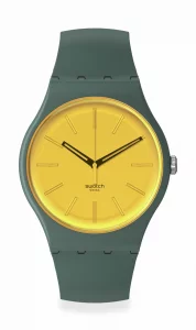 Swatch Unisex Casual Green Watch Bio-sourced Material Quartz Gold in The Garden