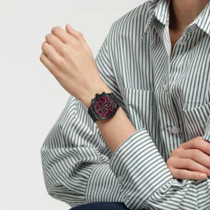 Swatch Casual Watch Black Quartz Stainless Steel Crimson Mystique