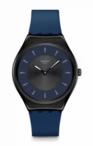 Swatch Unisex Casual Watch Blue Stainless Steel Quartz Duet at Dusk