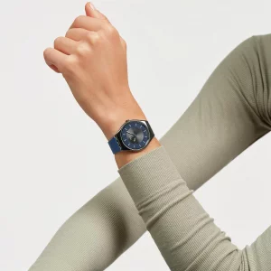 Swatch Unisex Casual Watch Blue Stainless Steel Quartz Duet at Dusk
