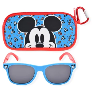 Mickey Mouse Kids Sunglasses with Kids Glasses Case, Protective Toddler Sunglasses Blue
