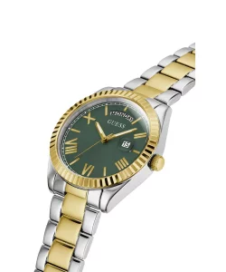 GUESS Ladies 36mm Watch - Two-Tone Bracelet Green Dial Two-Tone Case