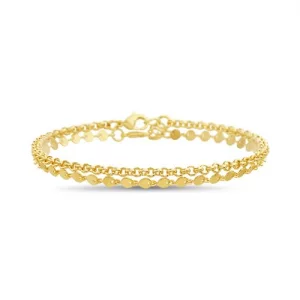 Nautica 14K Gold Plated Brass Anklet - Double Row Layered Chain Anklet for Women, BeadOval