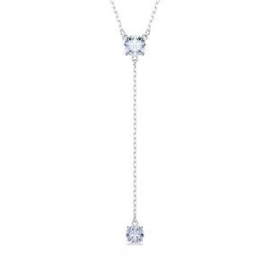 Swarovski Attract Y necklace, Round cut, Blue, Rhodium Finish