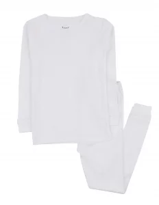 Leveret Kids Pajamas Boys Girls Solid White 2 Piece Pajama Set 100 Cotton Size 2 Years